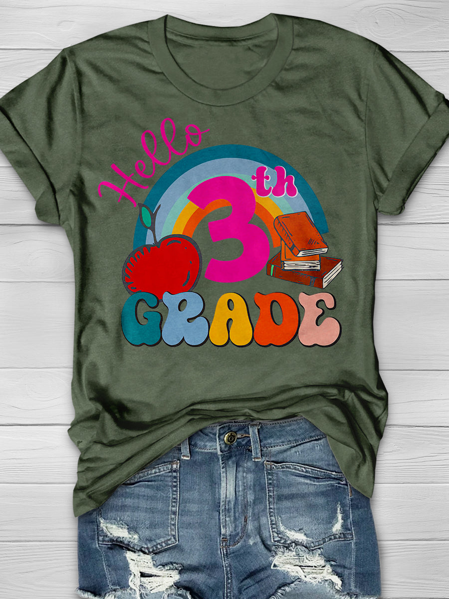 Hello 3rd Grade Print Graphic T-shirts