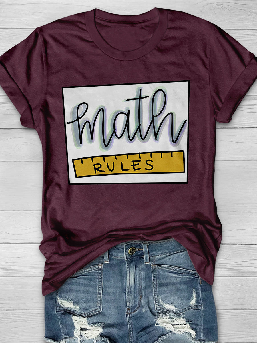 Math Rules Print Graphic T-shirts