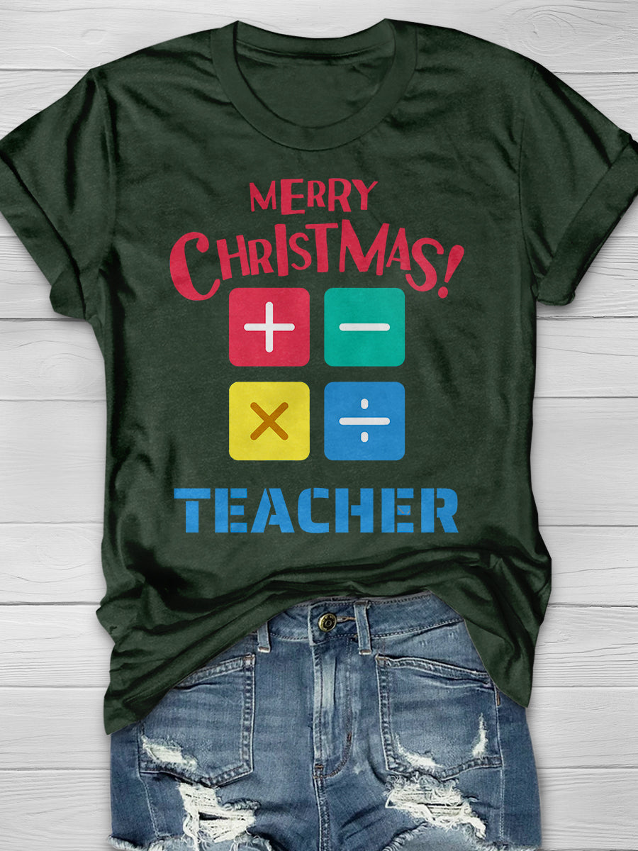 Math Teacher Christmas Print Graphic T-shirts