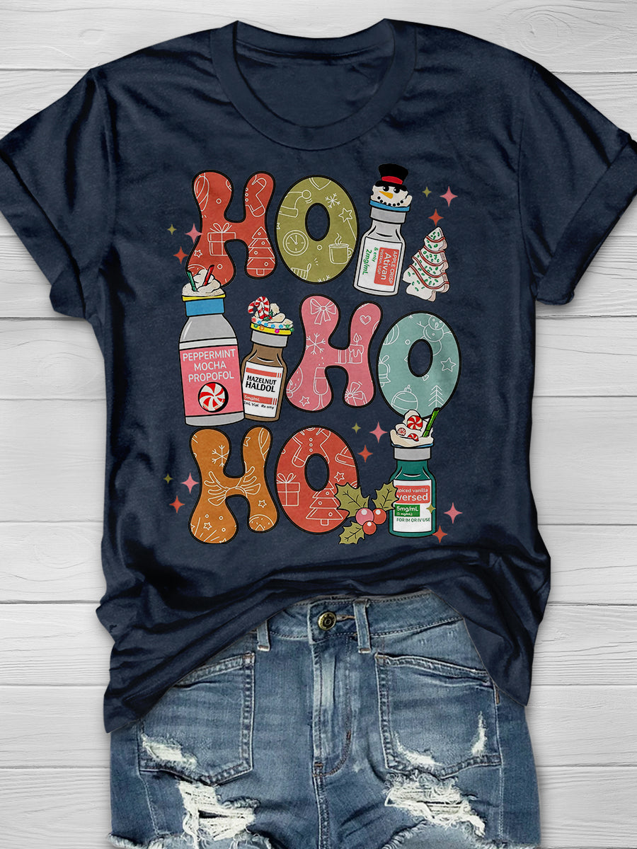 Christmas Nurse Print Short Sleeve T-shirt