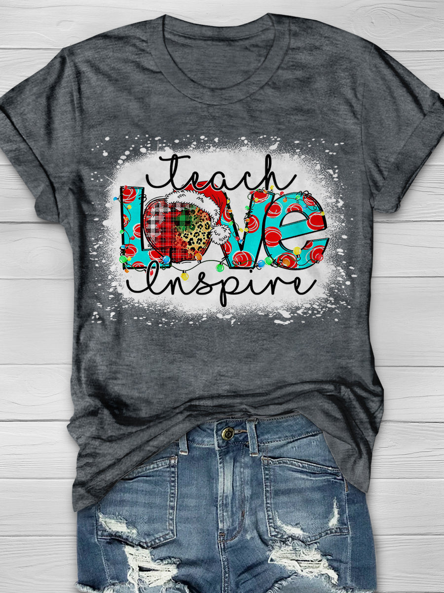 Teach Love Inspire Teacher Life Print Graphic T-shirts