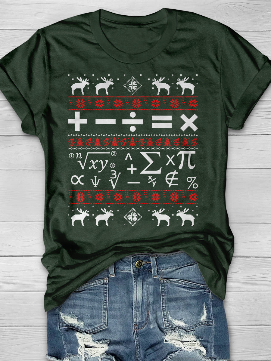 Math Christmas Print Graphic T-shirts