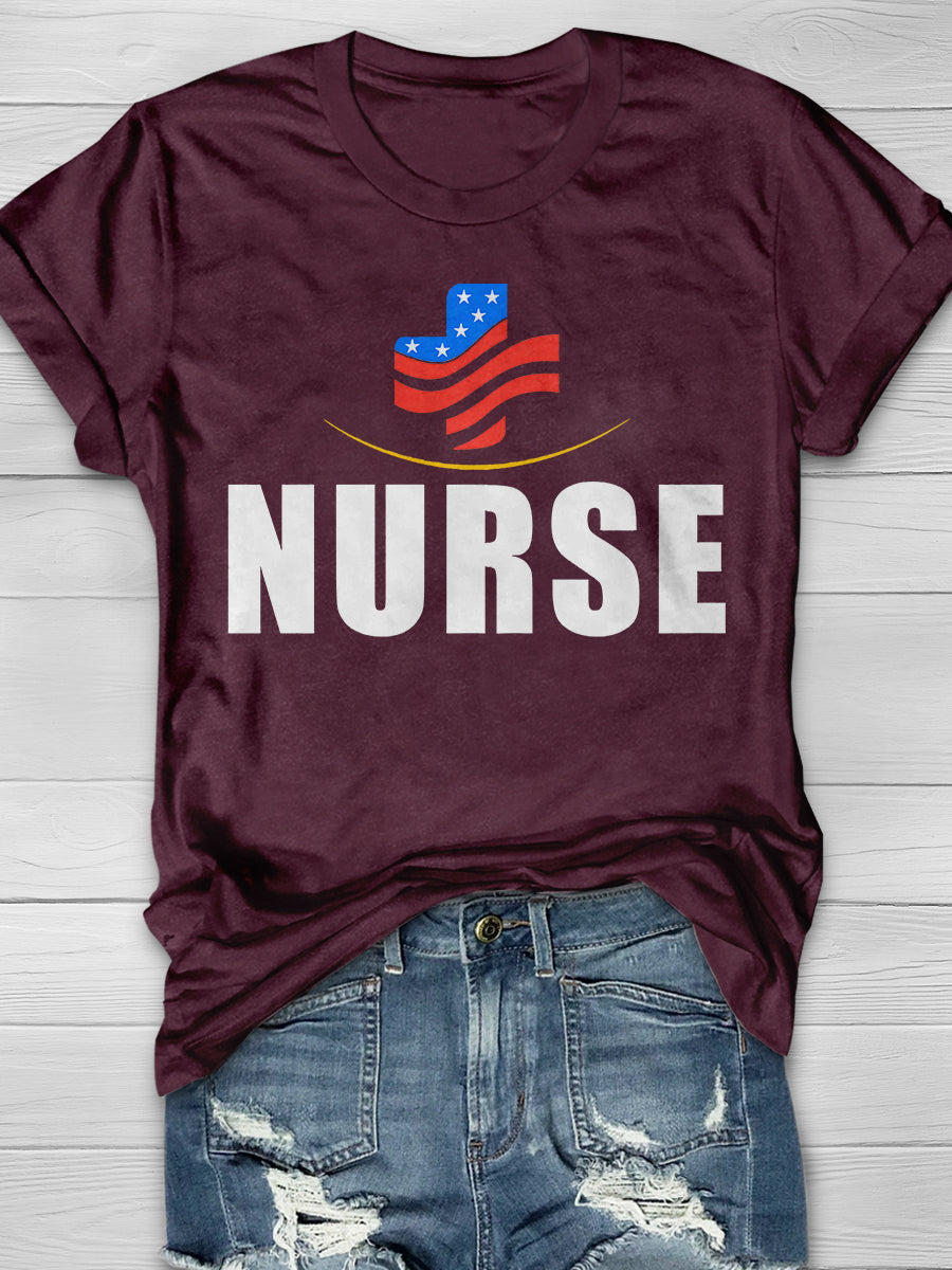American Nurse Essential Worker Print Short Sleeve T-shirt
