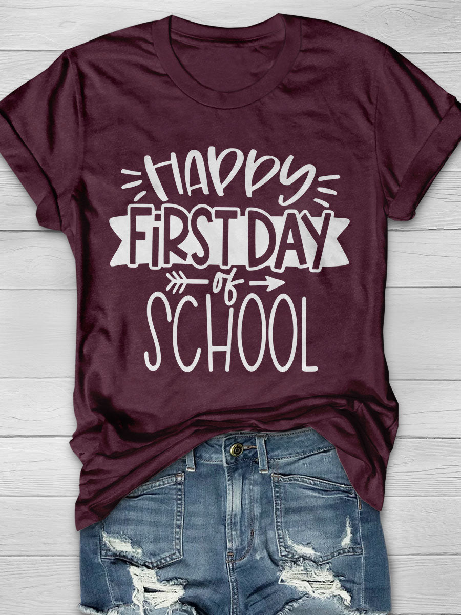 First Day of School Print Short Sleeve T-shirt