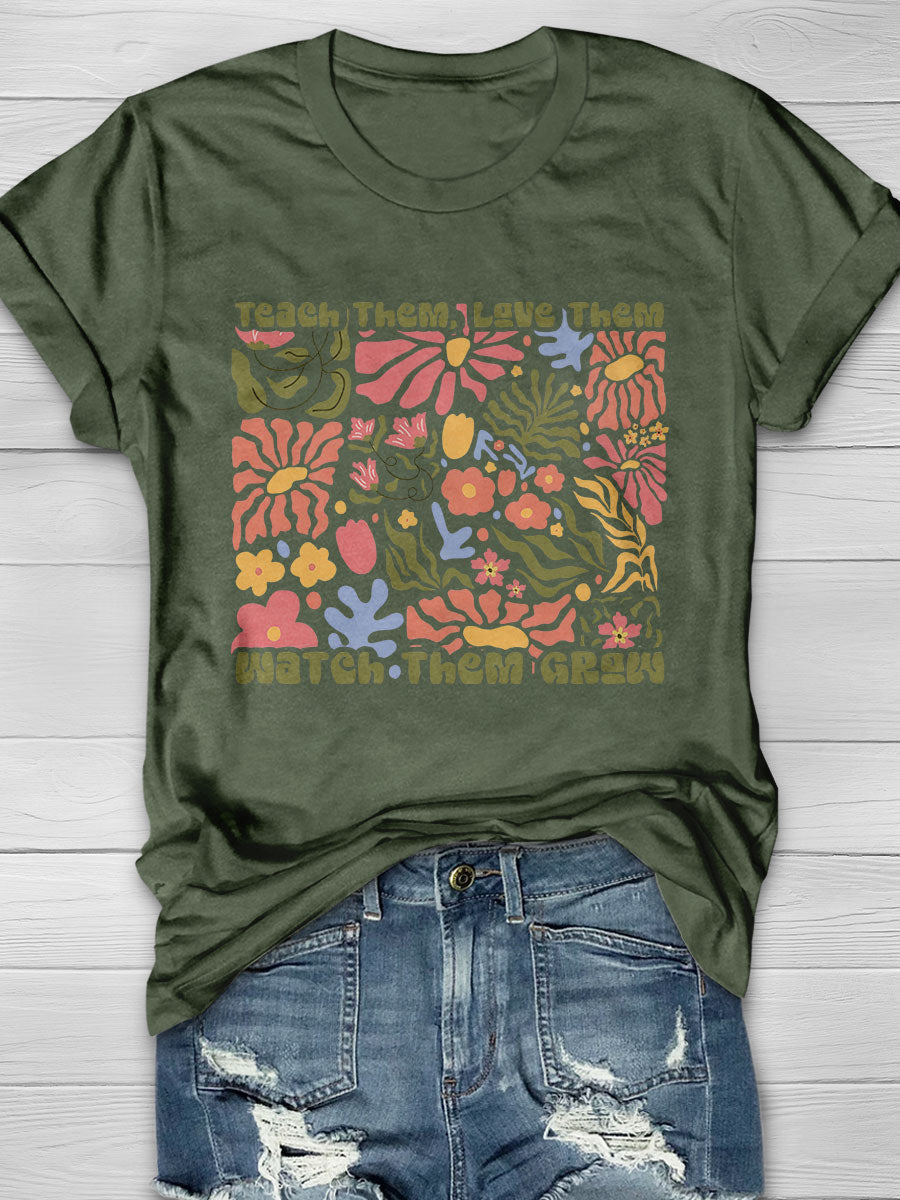 Groovy New Teacher Print Graphic T-shirts