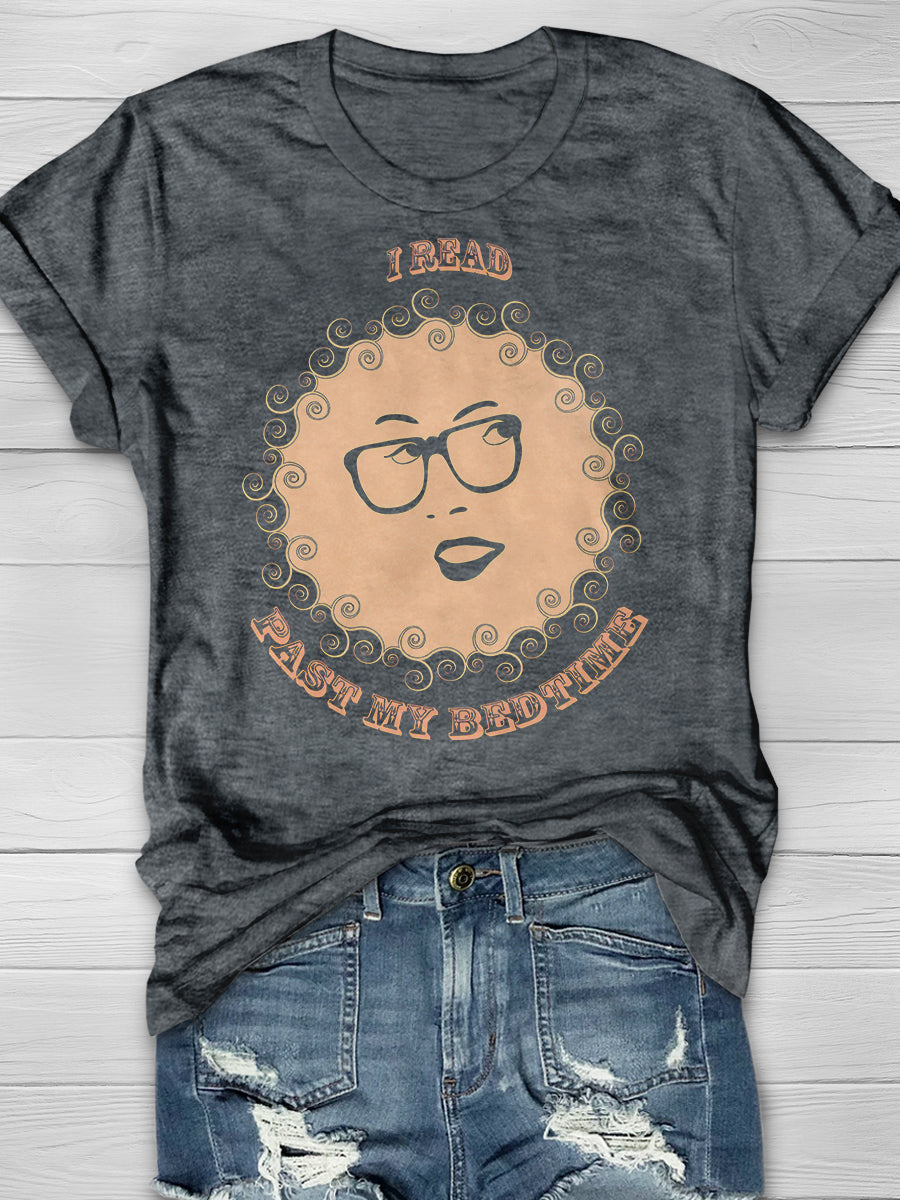 I Read Past My Bedtime Print Graphic T-shirts