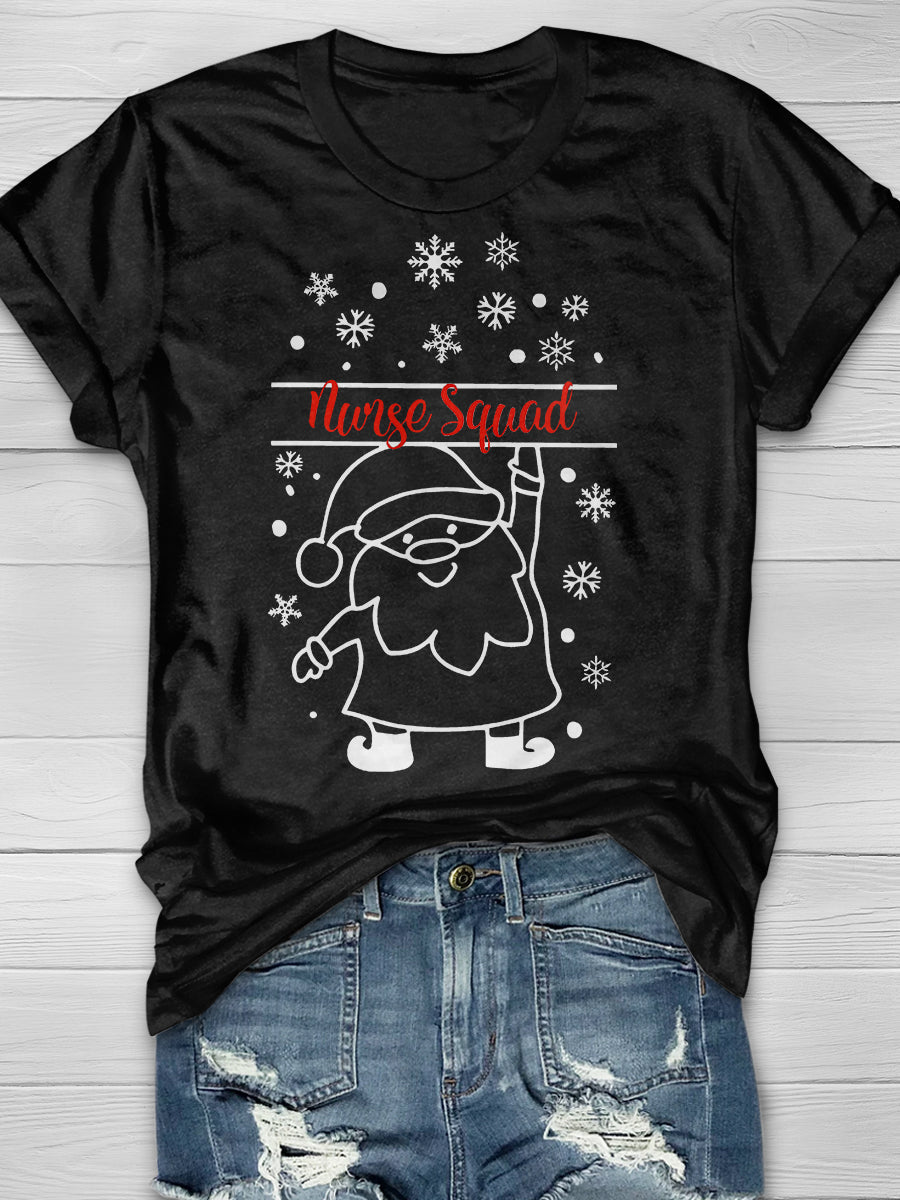 Christmas Nurse Print Short Sleeve T-shirt
