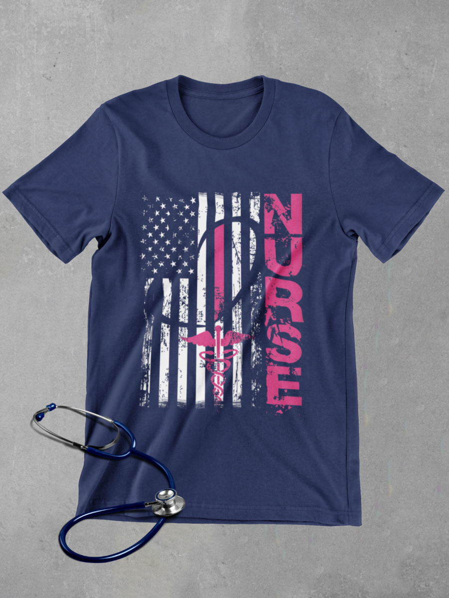American Flag Nurse Graphic T-shirt