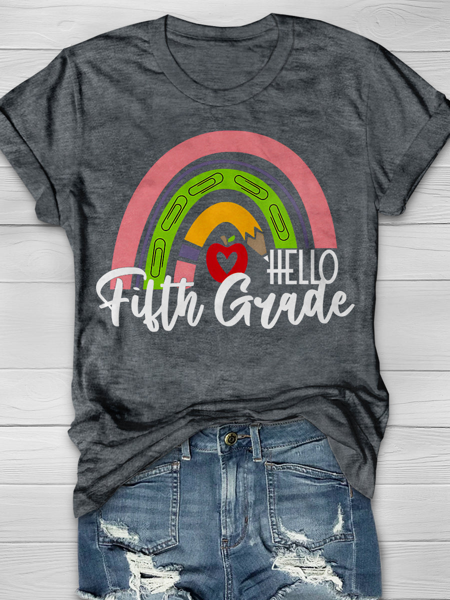 Hello Fifth Grade Print Graphic T-shirts