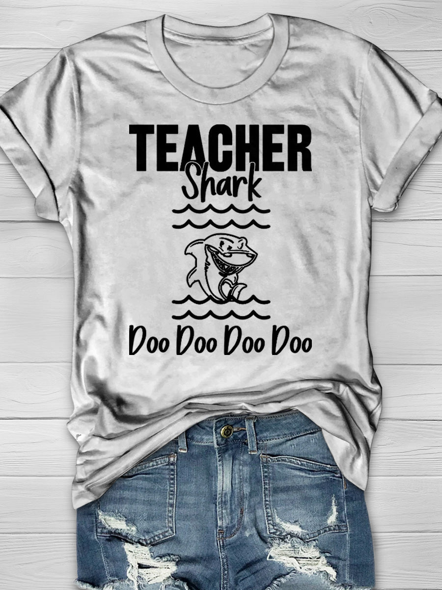 Teacher Shark Print Graphic T-shirts