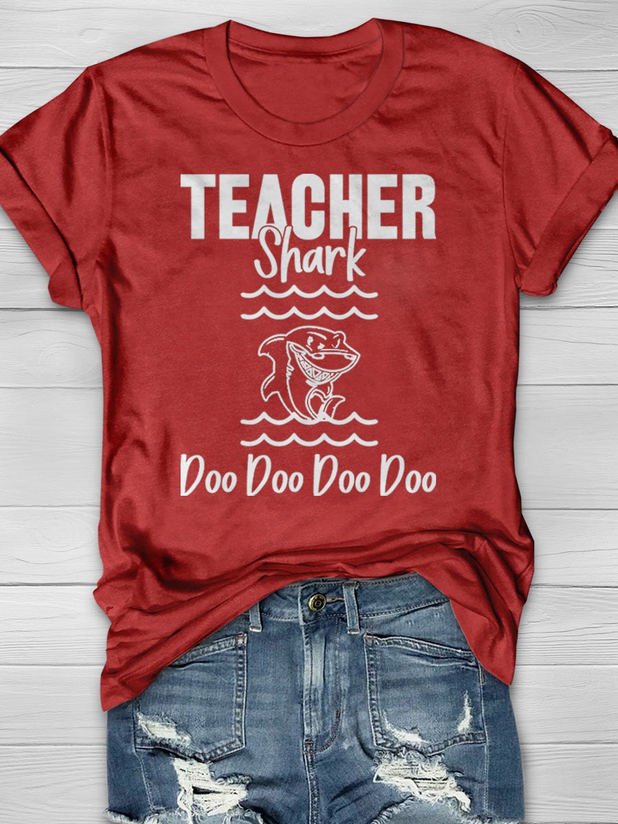 Teacher Shark Print Graphic T-shirts