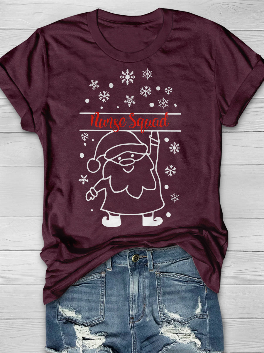 Christmas Nurse Print Short Sleeve T-shirt