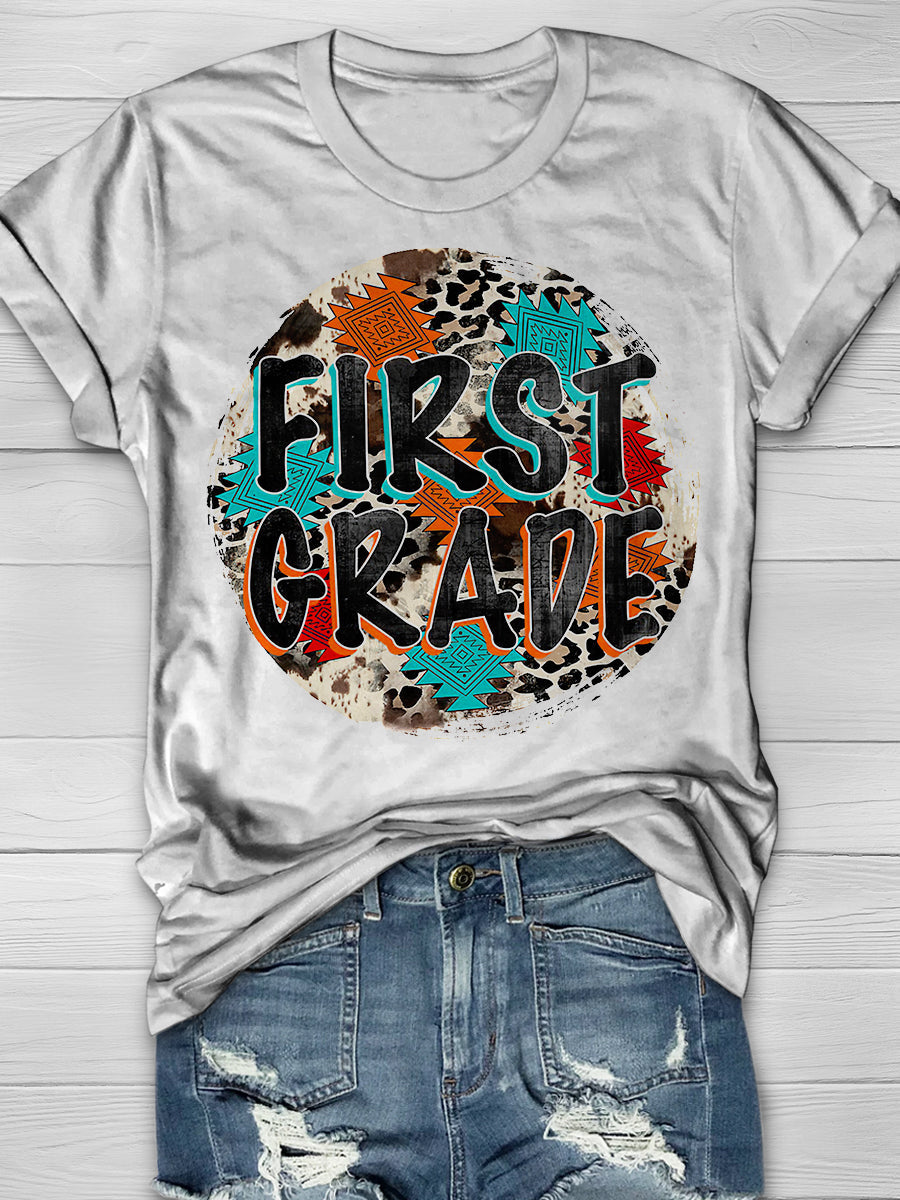 First Grade Print Graphic T-shirts
