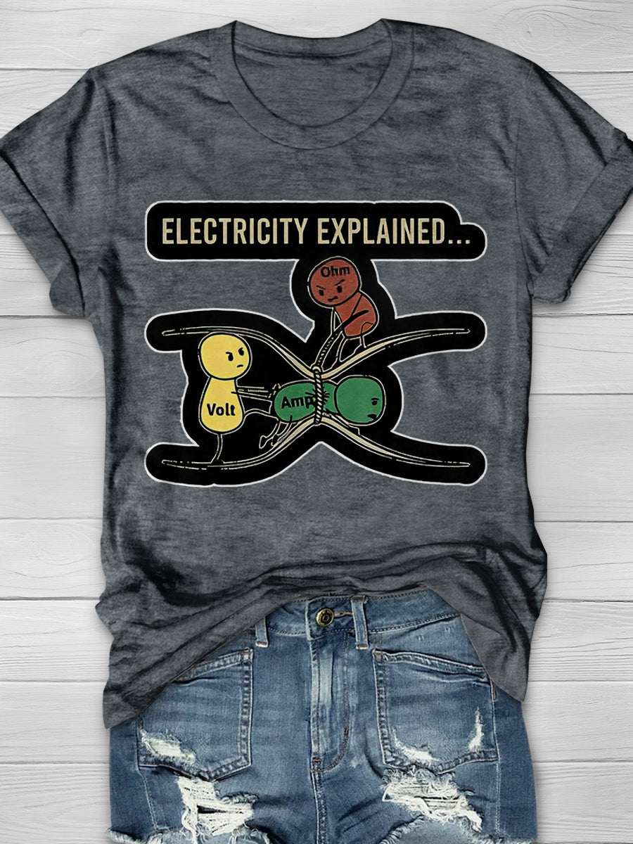Electricity explained Print Graphic T-shirts