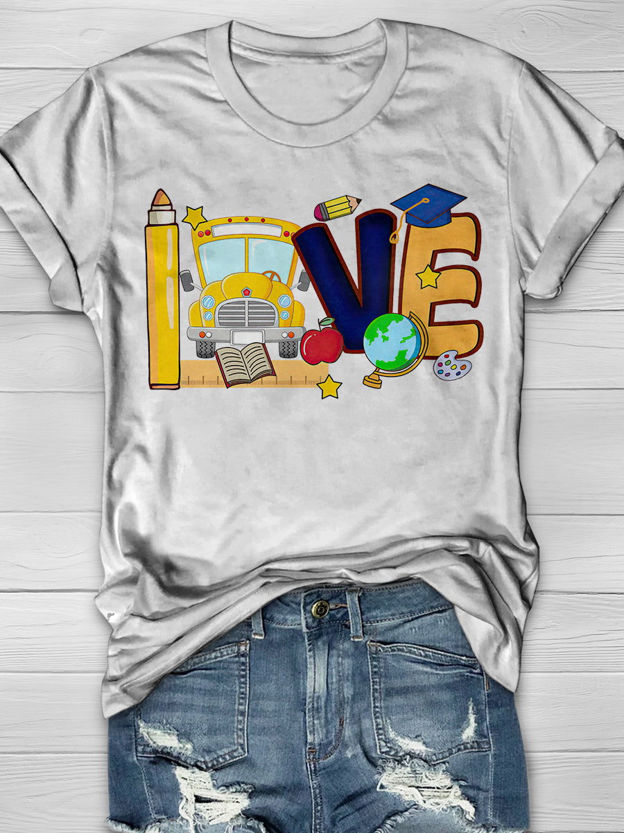 Love Back To School Print Graphic T-shirts