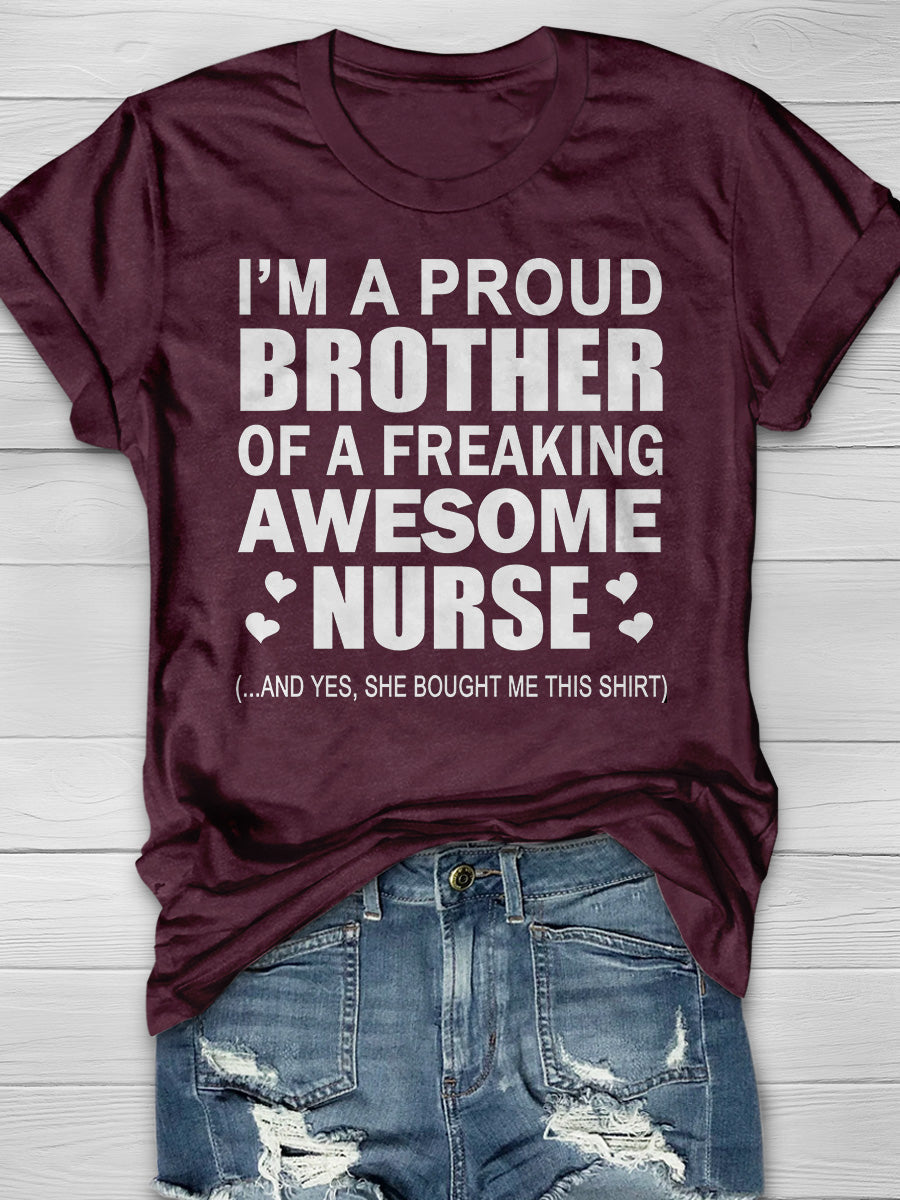 Awesome Nurse Print Short Sleeve T-shirt