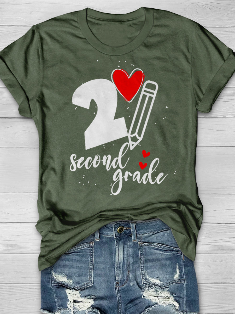 2 Second Grade Print Graphic T-shirts
