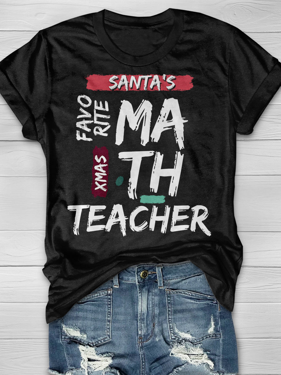 Christmas Math Teacher Print Graphic T-shirts