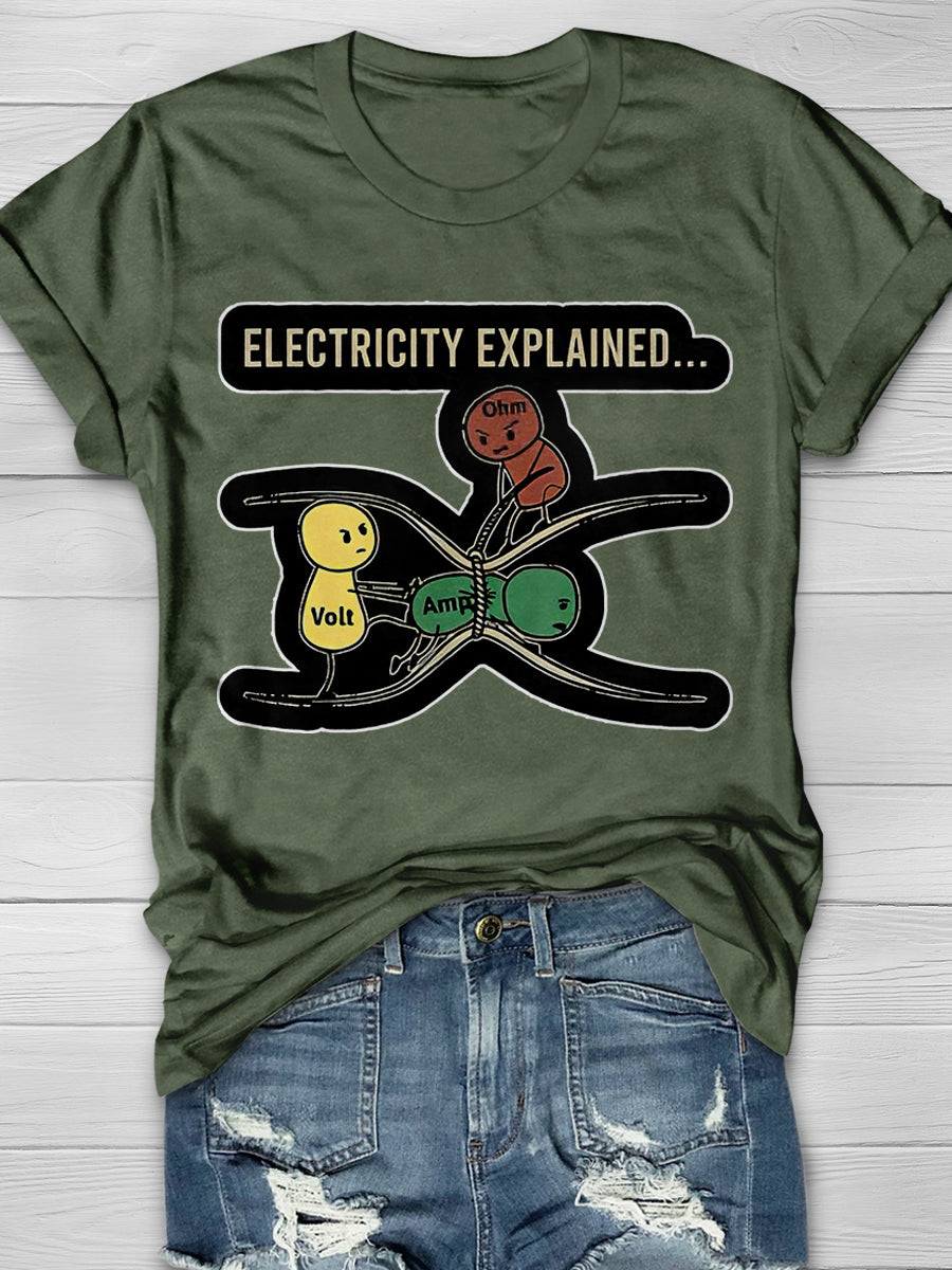 Electricity explained Print Graphic T-shirts