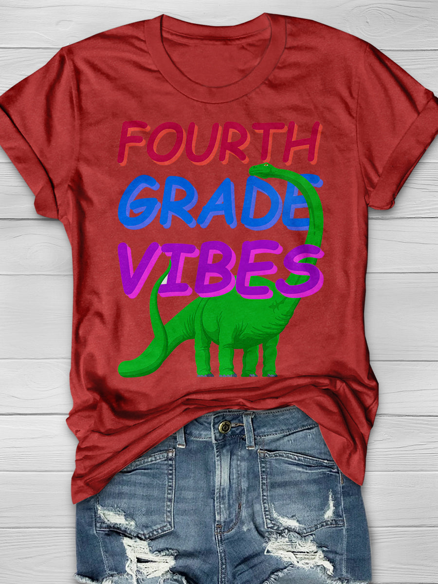 Fourth Grade Vibes Print Graphic T-shirts