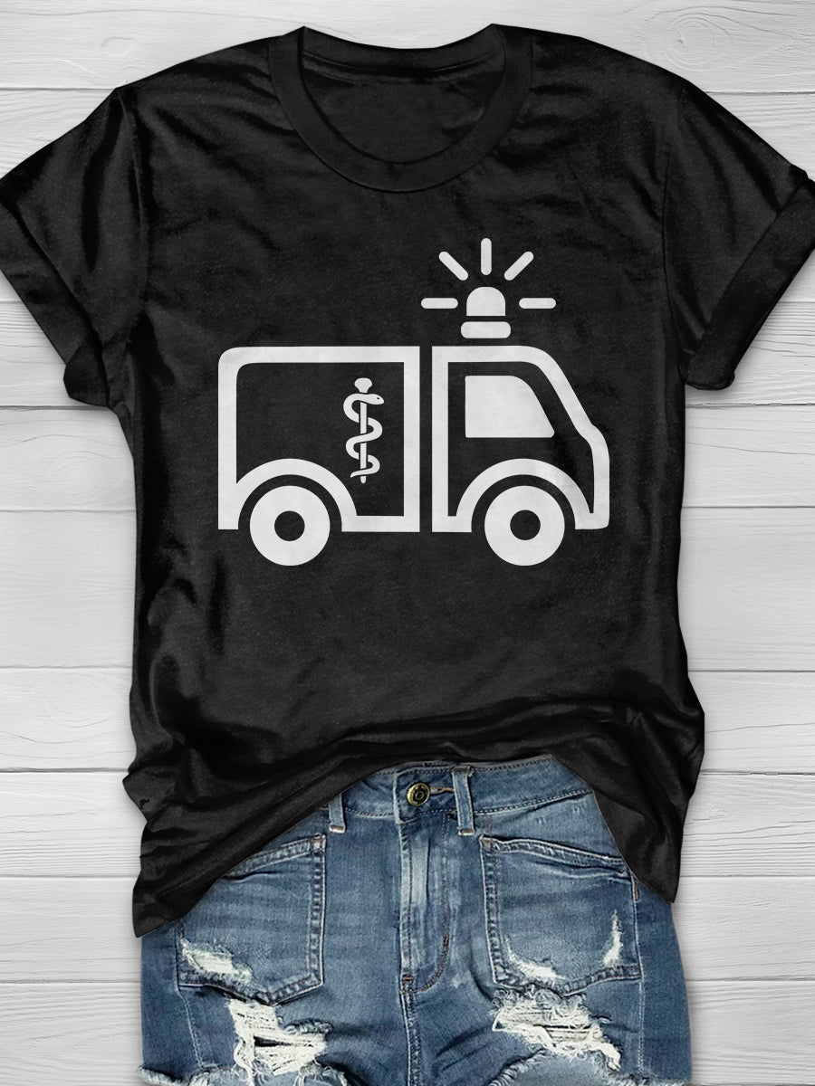 Ambulance Print Short Sleeve T-shirt