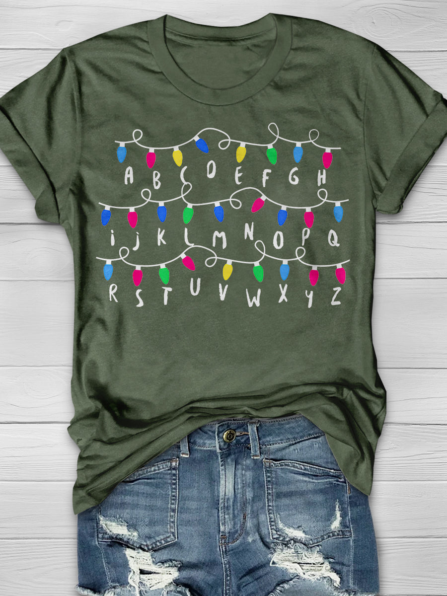 Alphabet Light Print Graphic T-shirts