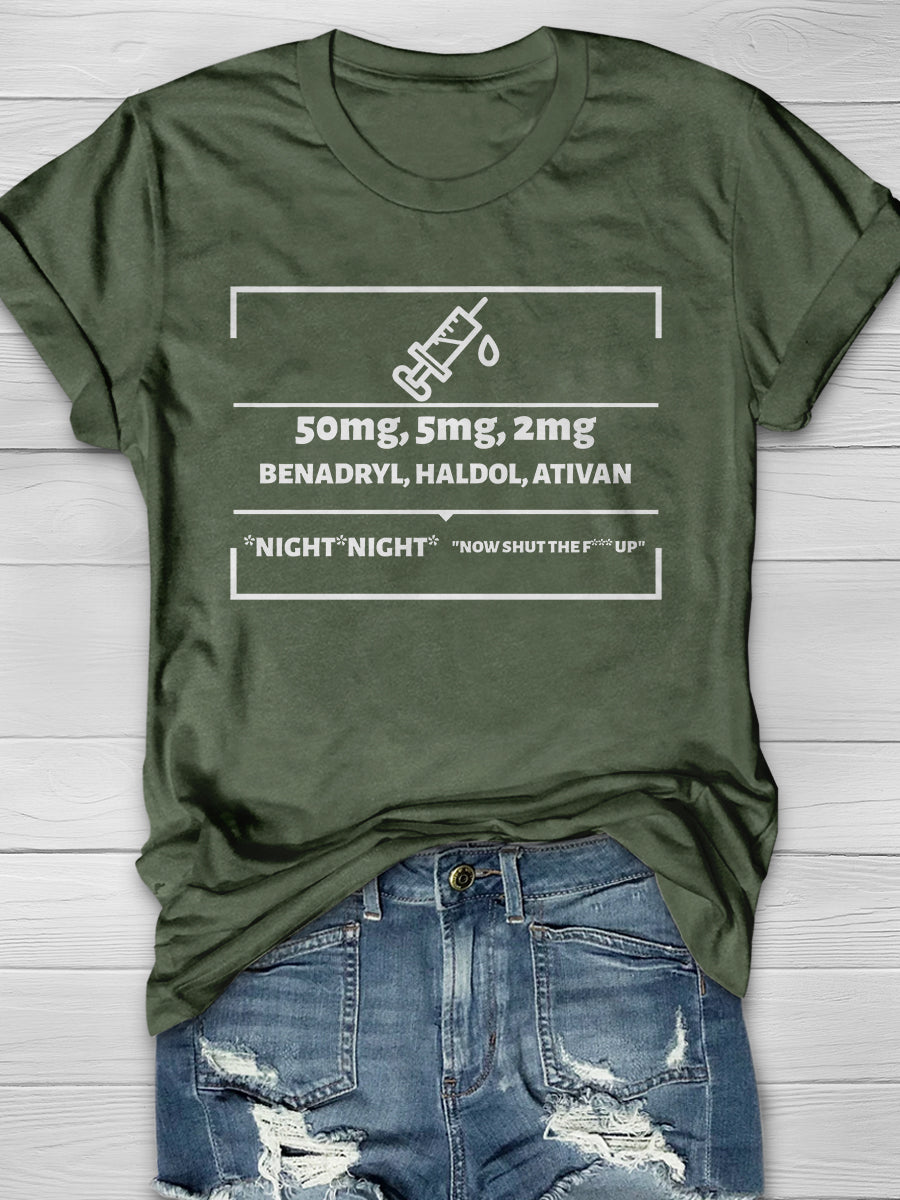 B-52 Funny Nurse Print Short Sleeve T-shirt