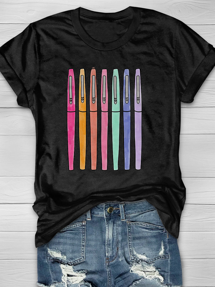 Pens Print Graphic T-shirts
