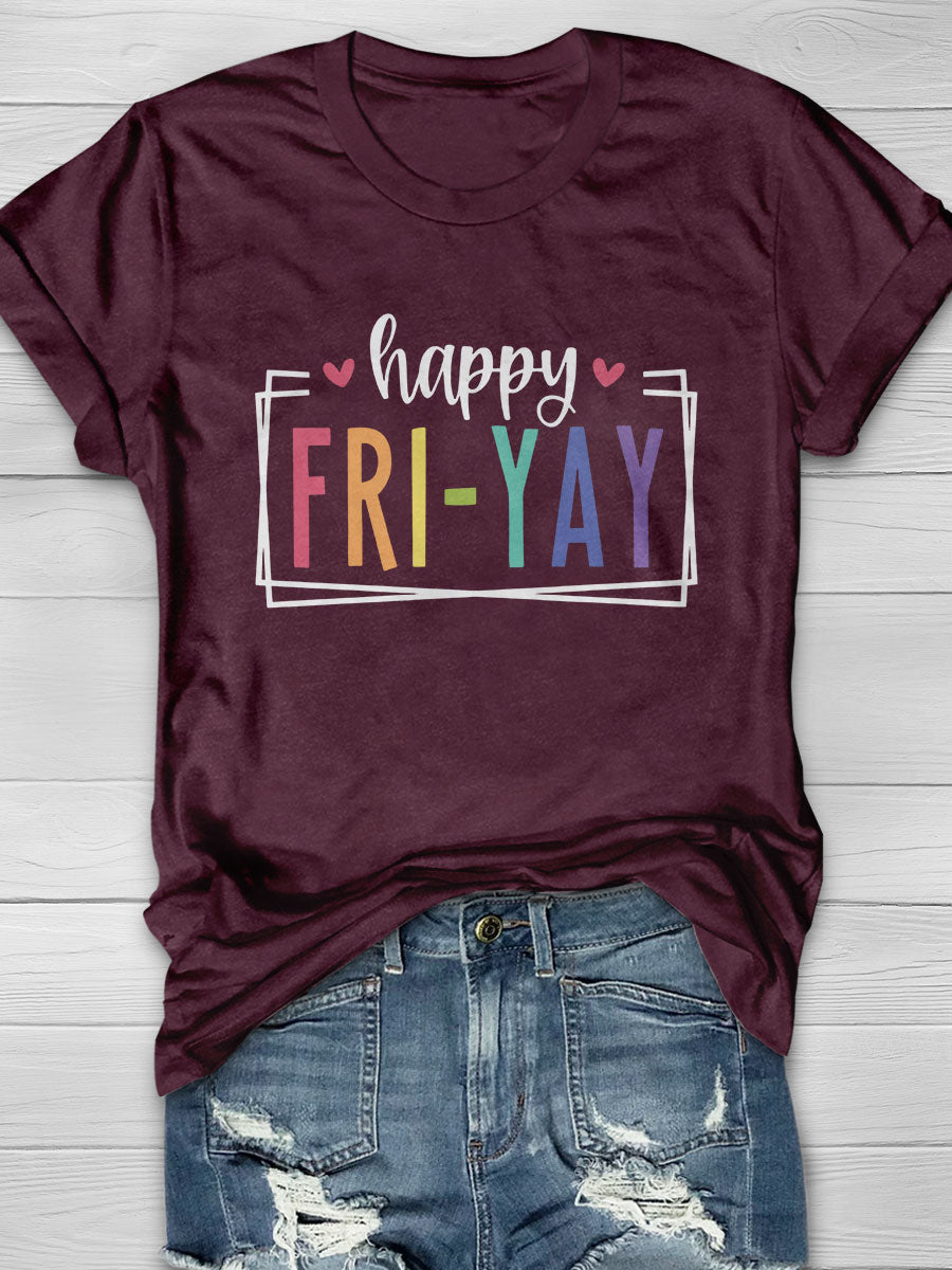 Happy Friyay Print Graphic T-shirts
