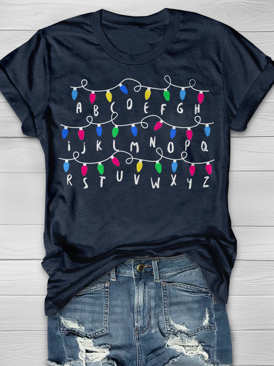 Alphabet Light Print Graphic T-shirts