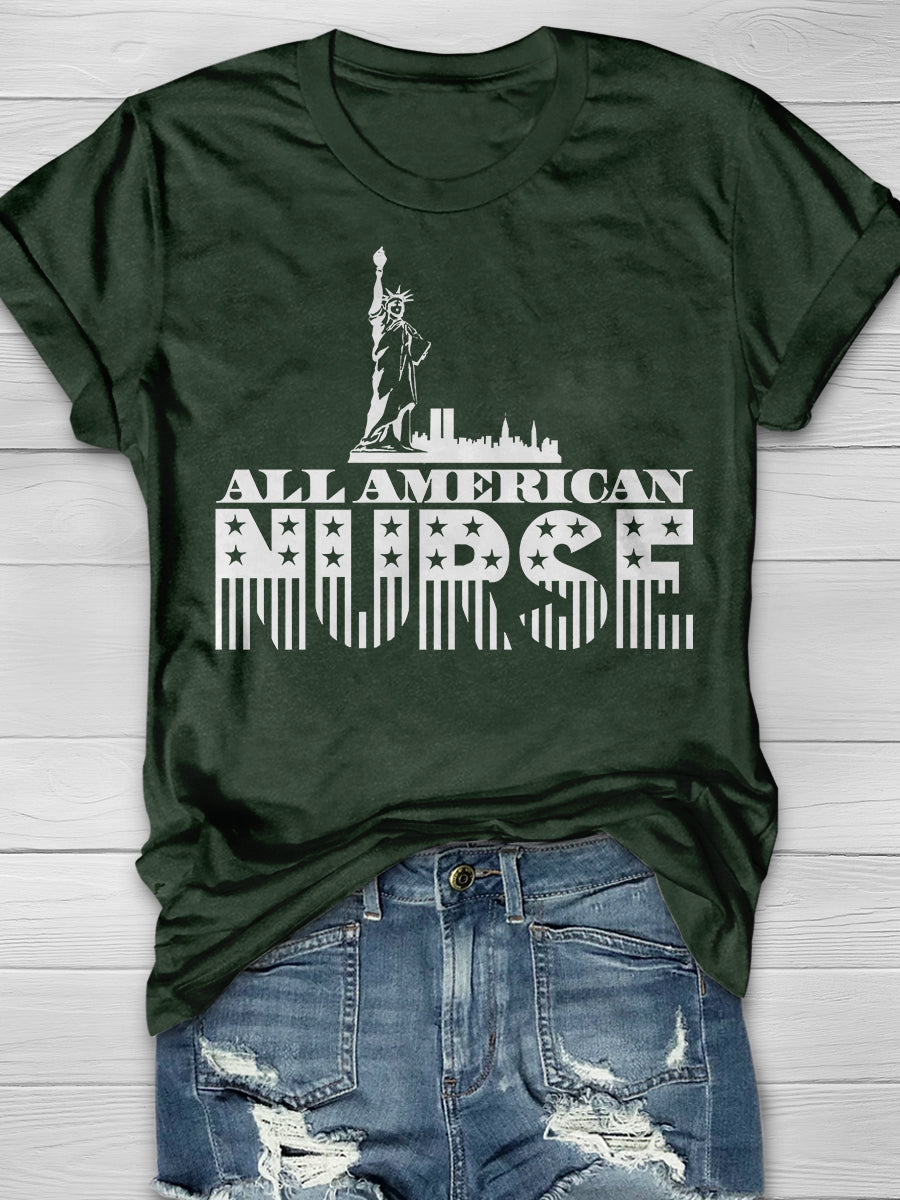 American Nurse Print Short Sleeve T-shirt