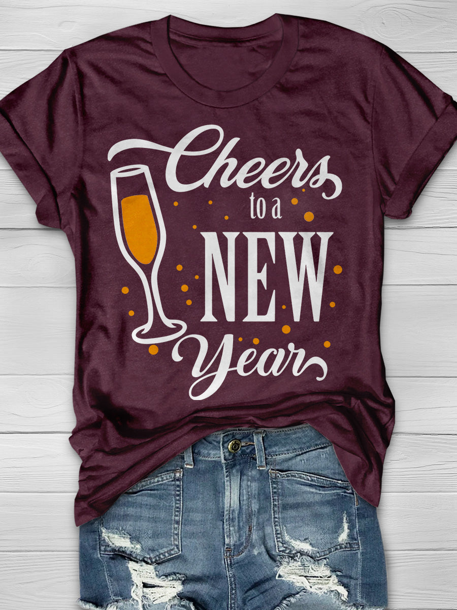 Cheers New Year For Nurse Print Short Sleeve T-shirt