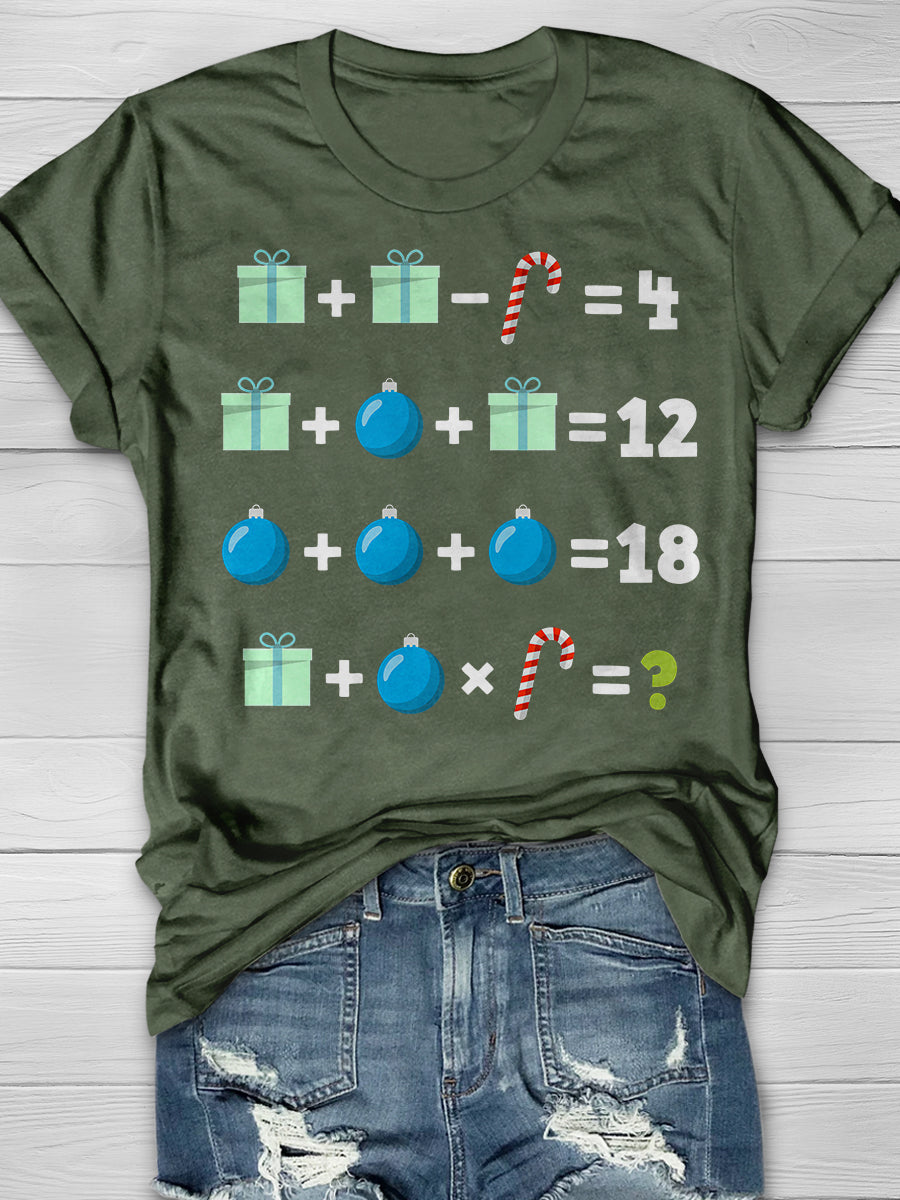 Funny Math Teacher Christmas Print Graphic T-shirts