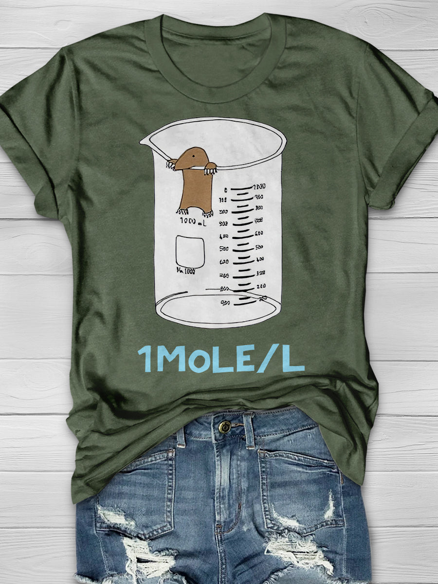 Chemistry 1 Mole per Litre Teacher Print Graphic T-shirts