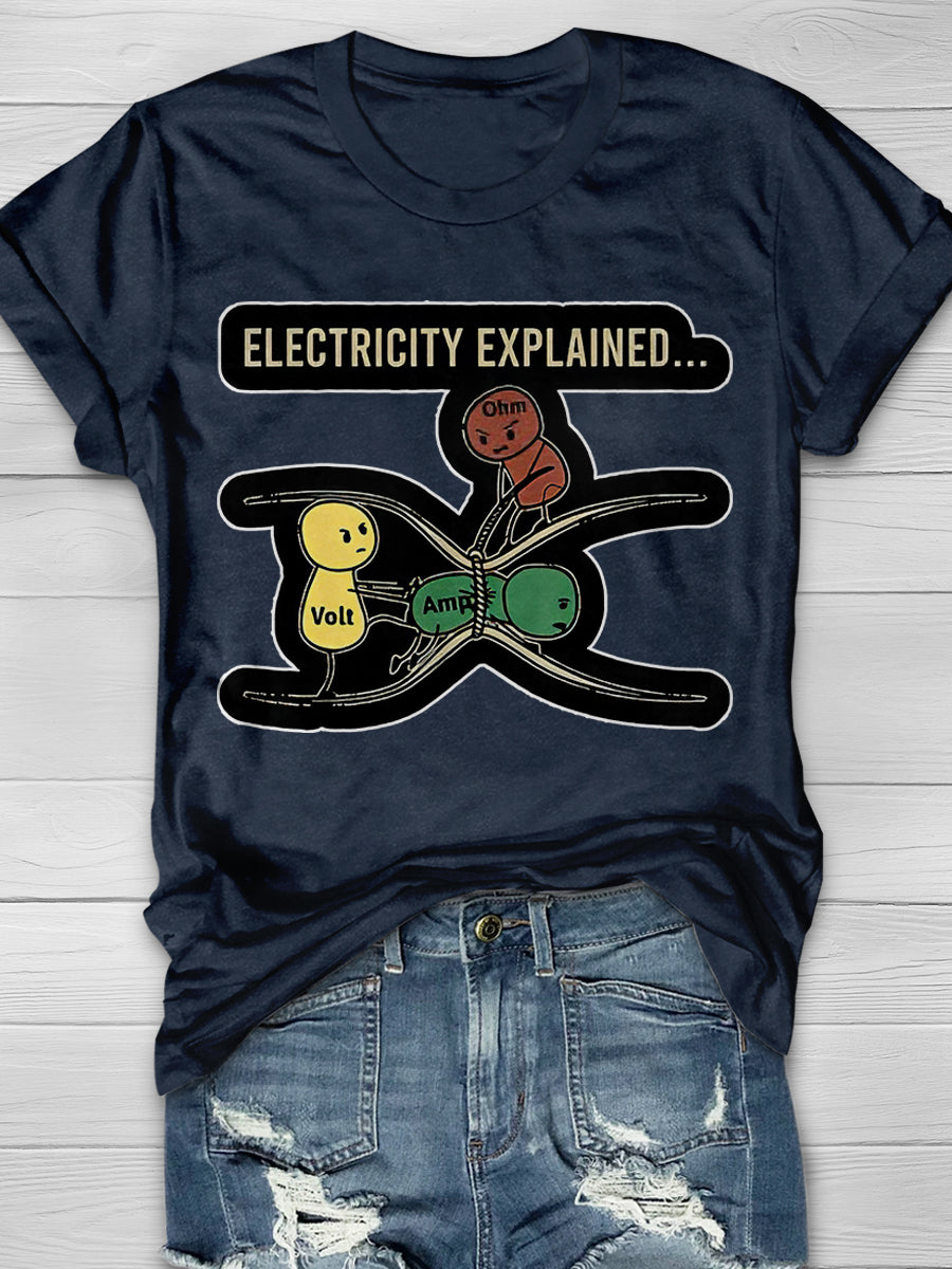 Electricity explained Print Graphic T-shirts