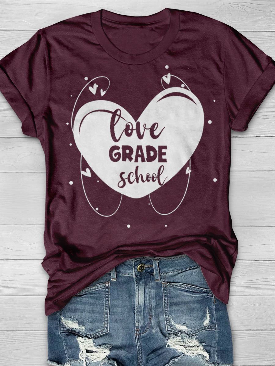 Love Grade School Print Graphic T-shirts
