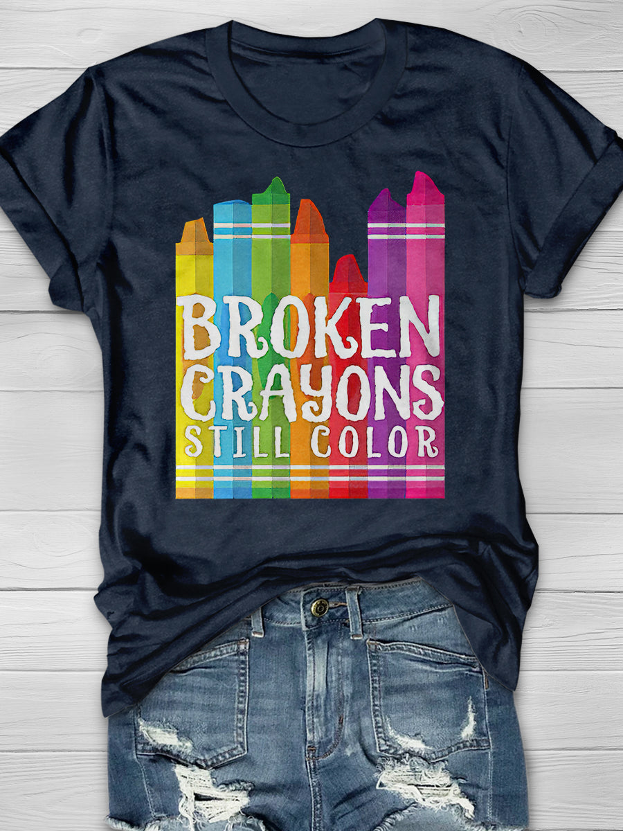 Broken Crayons Still Color Print Graphic T-shirts