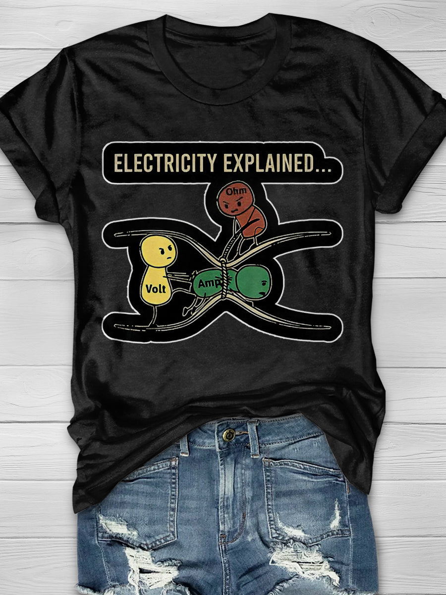 Electricity explained Print Graphic T-shirts