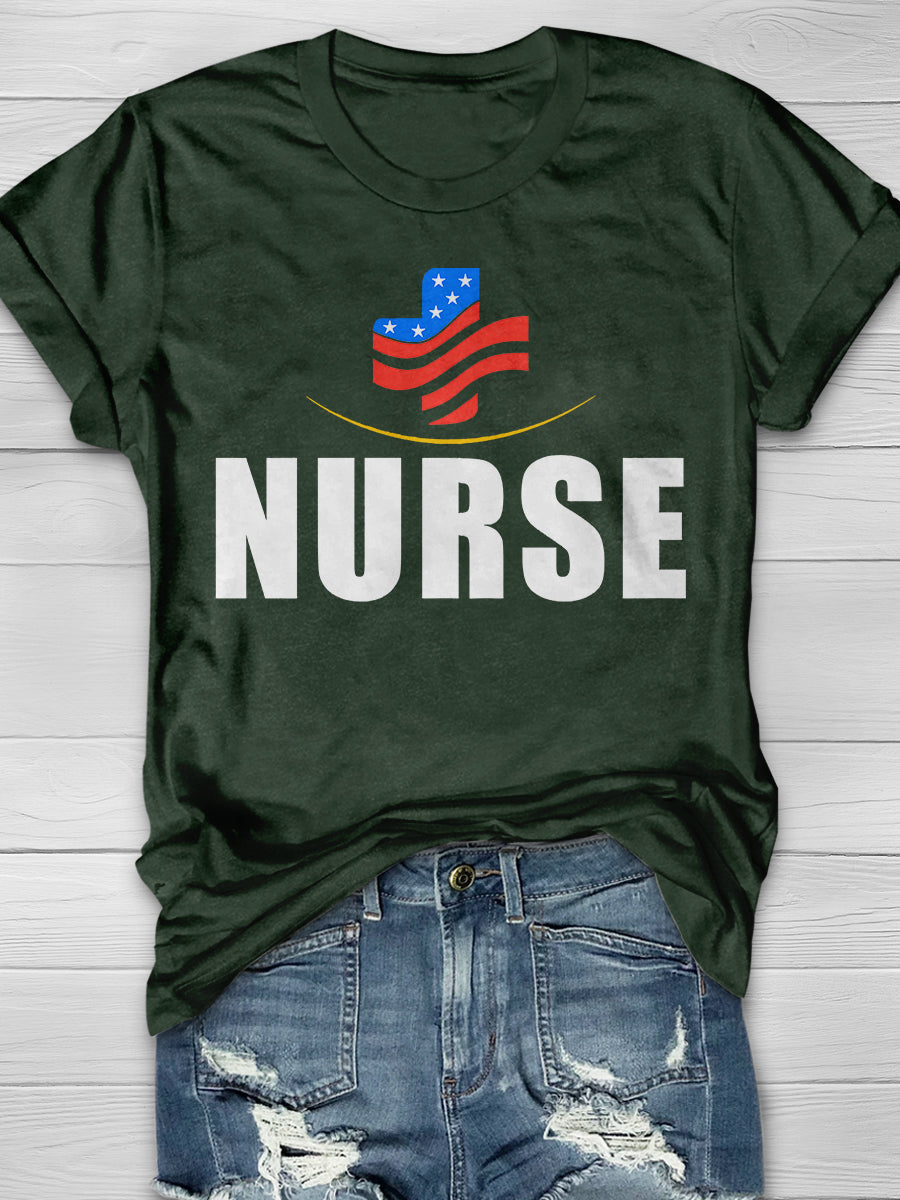 American Nurse Essential Worker Print Short Sleeve T-shirt