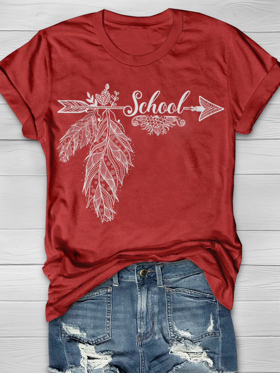 Feather School Print Graphic T-shirts