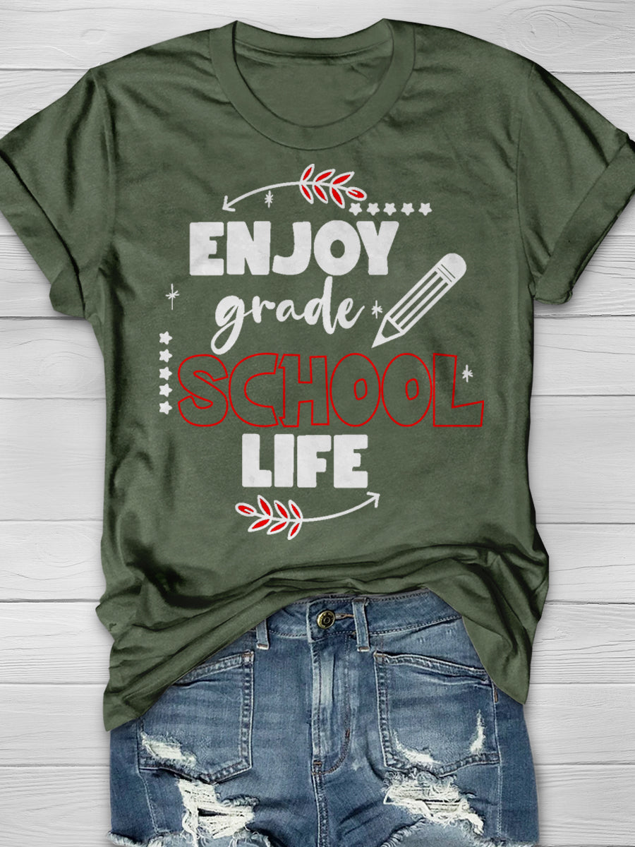 Enjoy Grade School Life Print Graphic T-shirts