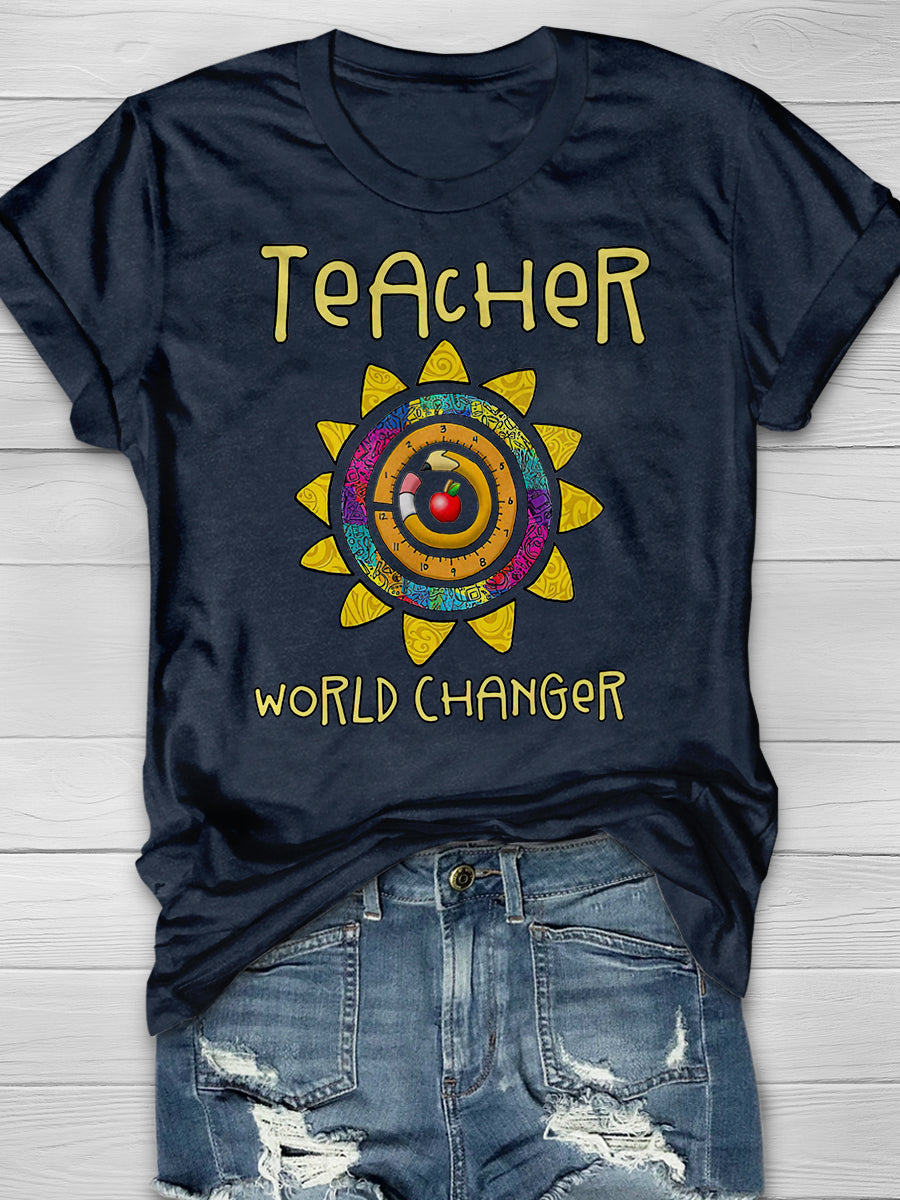 Teacher World Changer Print Graphic T-shirts