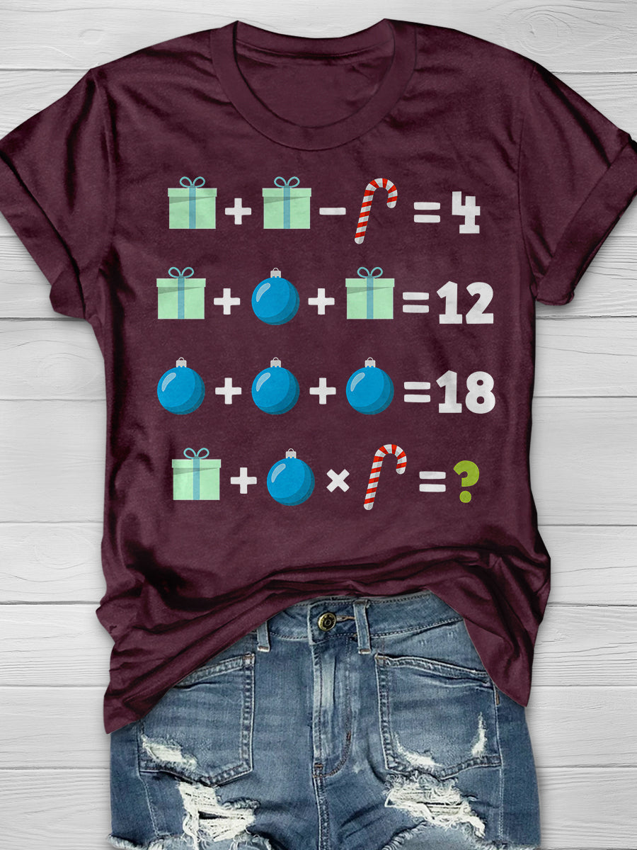 Funny Math Teacher Christmas Print Graphic T-shirts