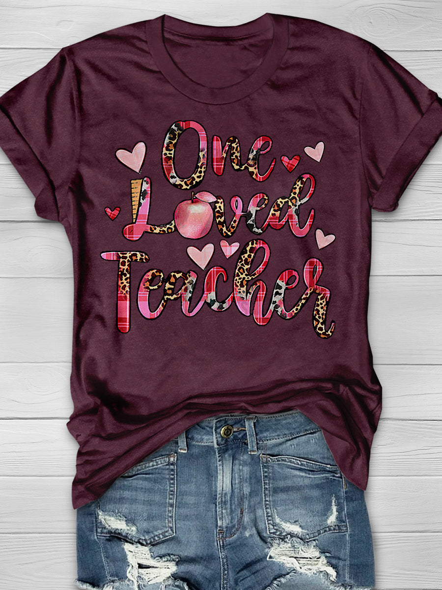 One Loved Teacher Print Graphic T-shirts