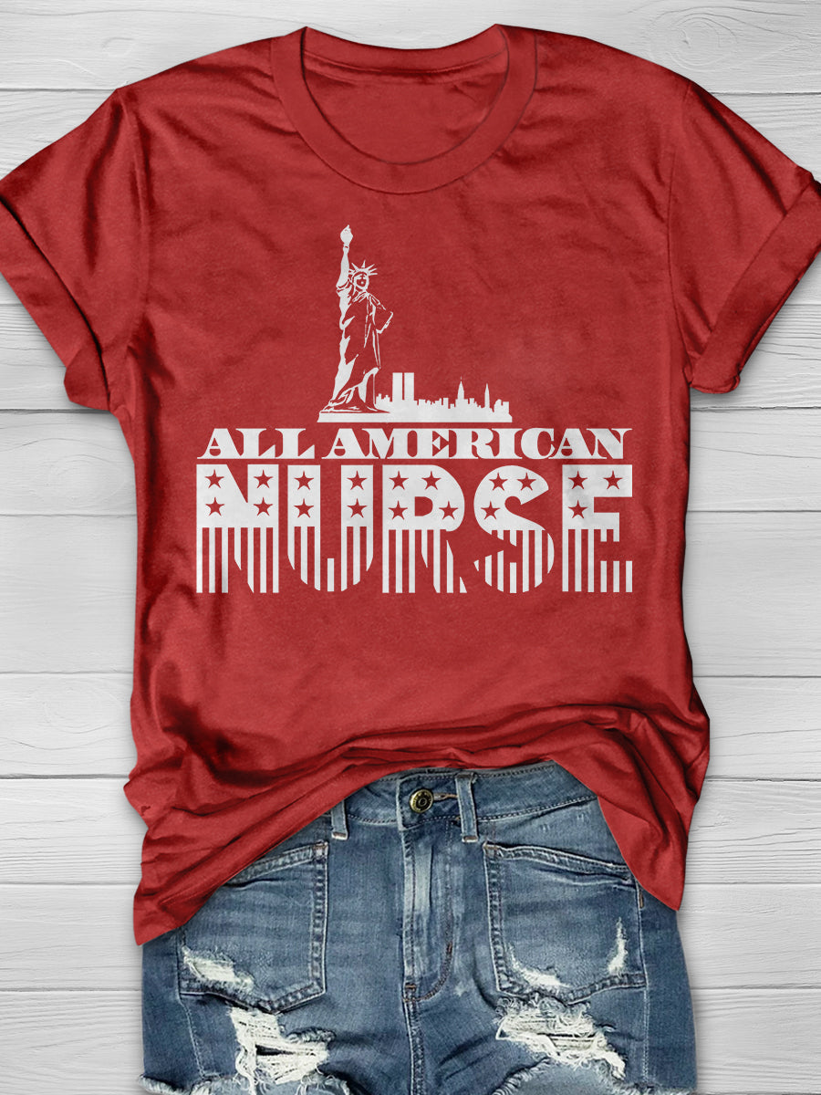 American Nurse Print Short Sleeve T-shirt