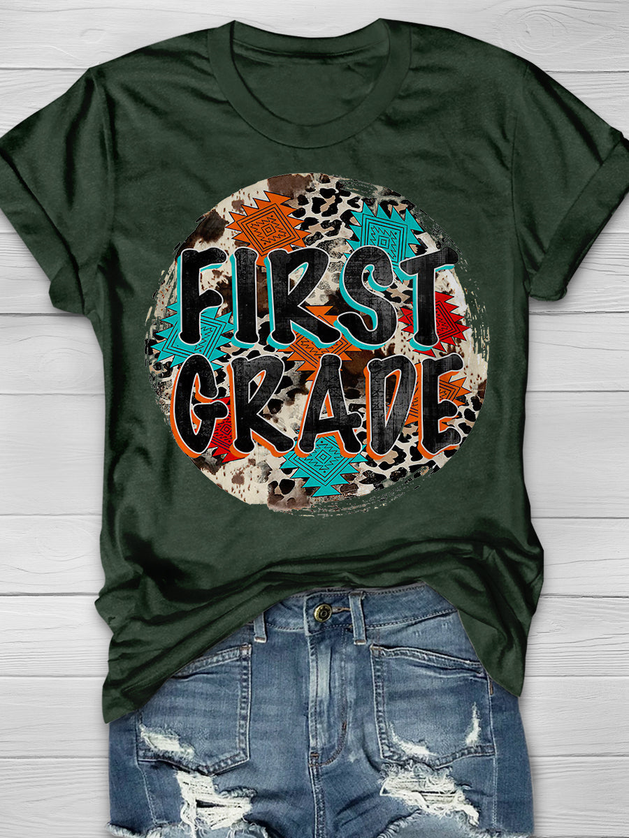 First Grade Print Graphic T-shirts