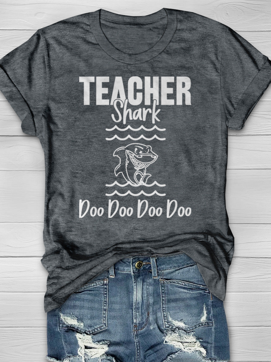 Teacher Shark Print Graphic T-shirts