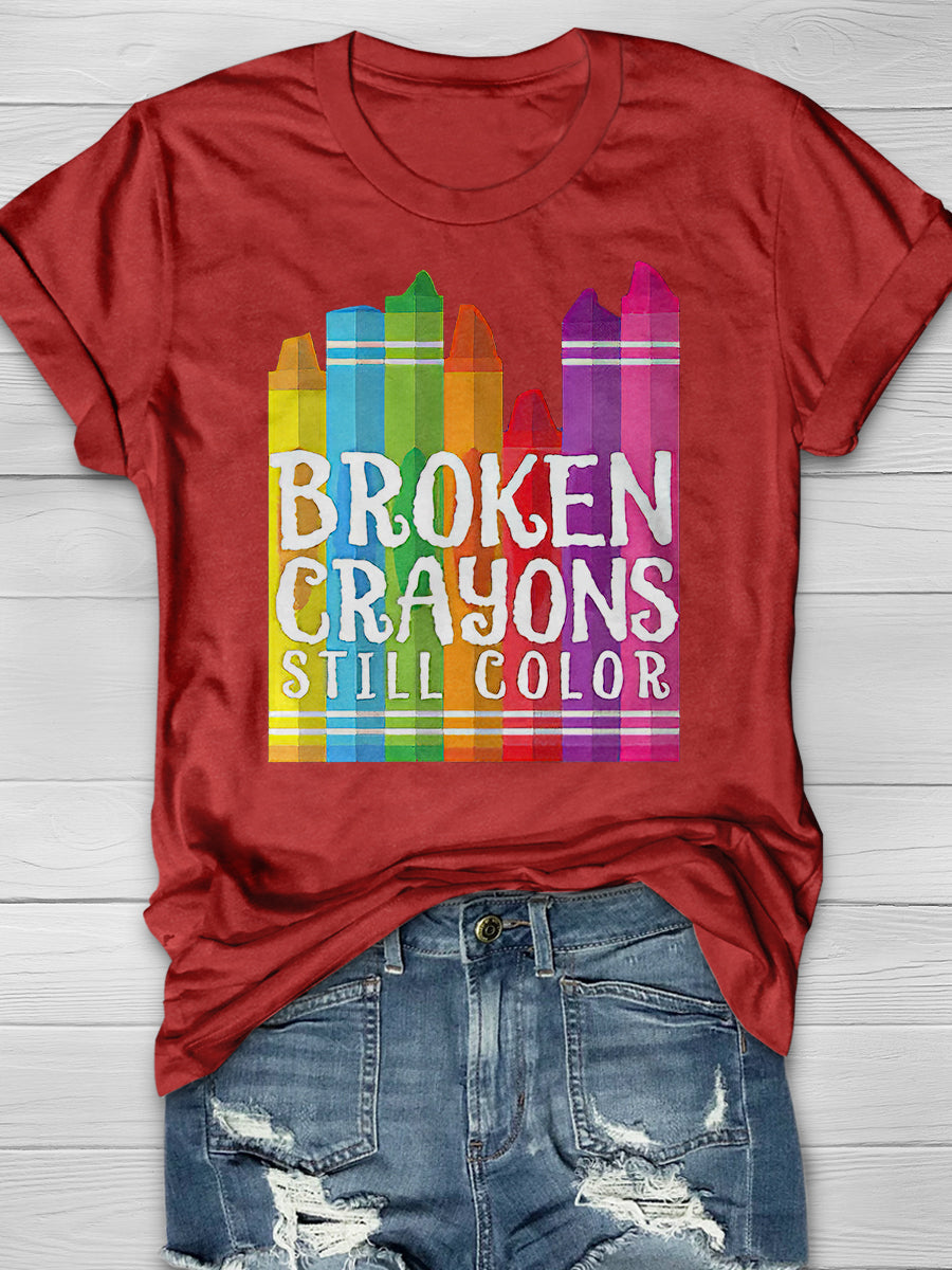 Broken Crayons Still Color Print Graphic T-shirts