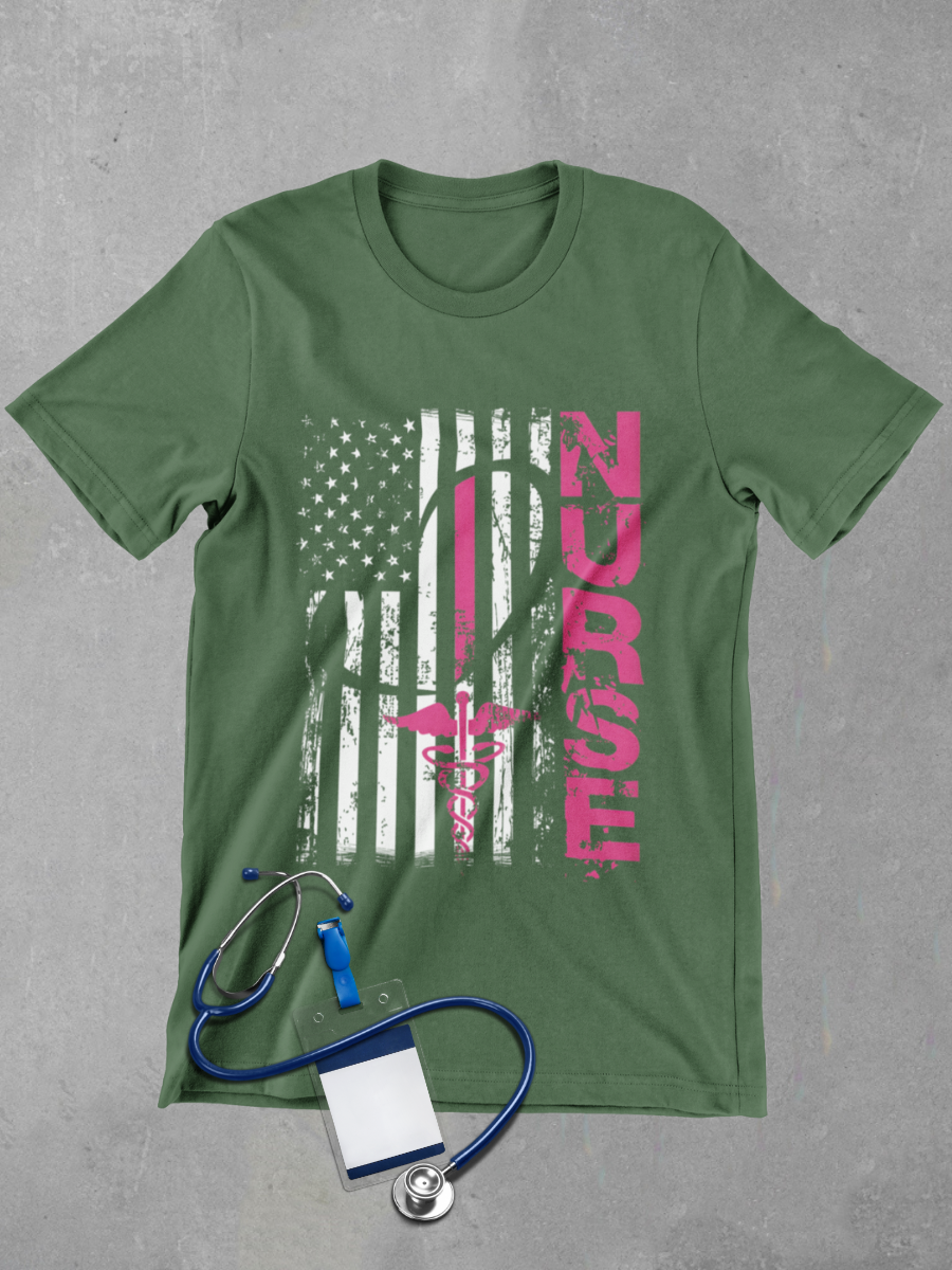 American Flag Nurse Graphic T-shirt