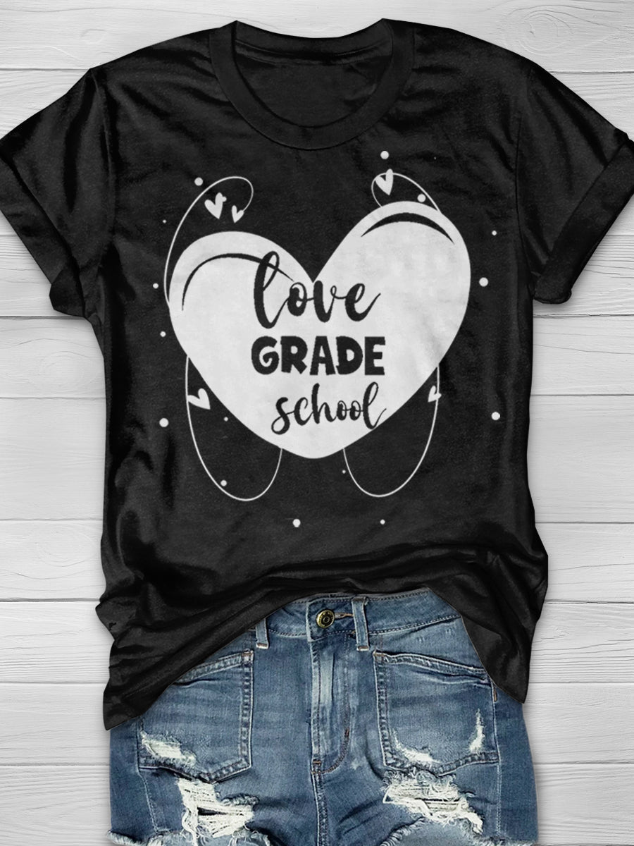 Love Grade School Print Graphic T-shirts